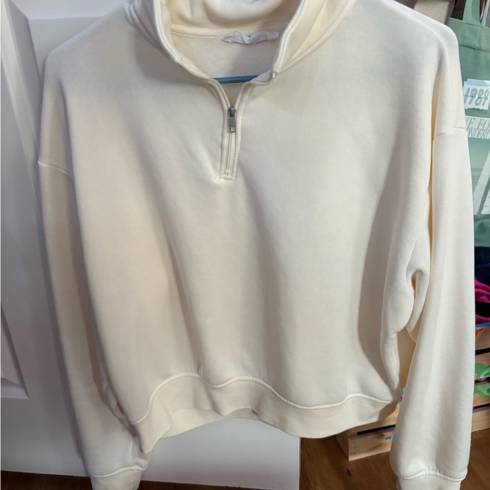 Double Zero Cream Cowl Neck Sweater with Textured Knit